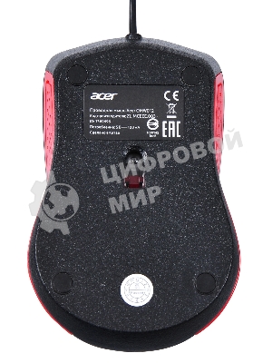 Мышь проводная Acer OMW012 черный/красный, 1200 dpi, USB, кнопки - 3