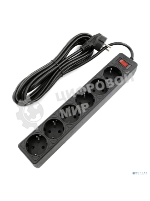 Сетевой фильтр 5bites GARDA SP6B-550 6S/3x0.75 мм2/5 м/черный