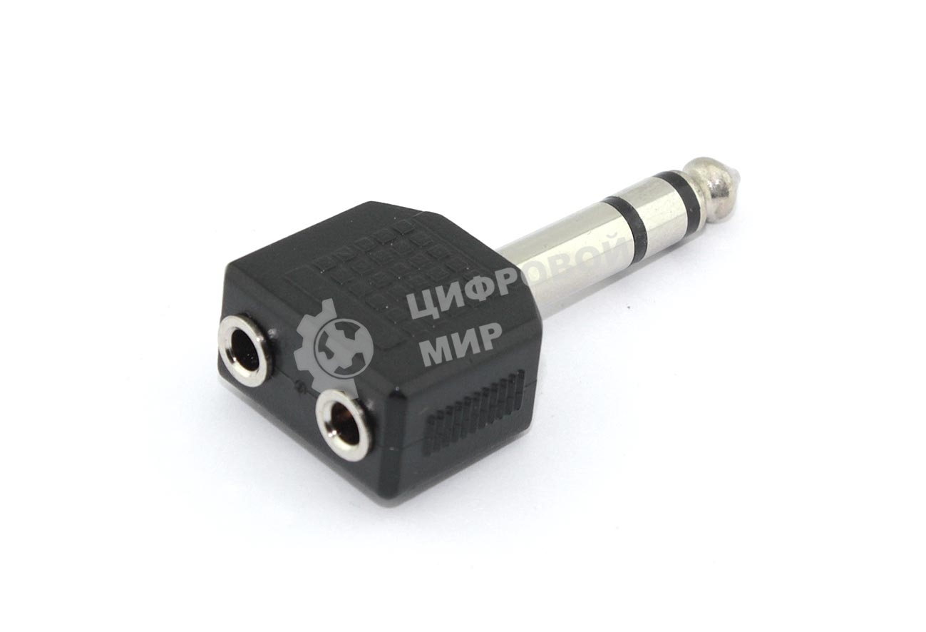Разетвитель Jack 6,3 мм папа - 2 miniJack 3.5 мм мама