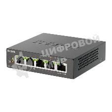 Коммутатор неуправляемый D-Link DGS-1005P/B3A с 5 портами 10/100/1000Base-T (4 порта PoE 802.3af/at, PoE-бюджет 60 Вт)
