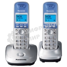 Телефон беспроводной (DECT) Panasonic KX-TG2512RUS (серебристый) Доп трубка в комплекте,АОН, Caller ID,спикерфон на трубке,полифония