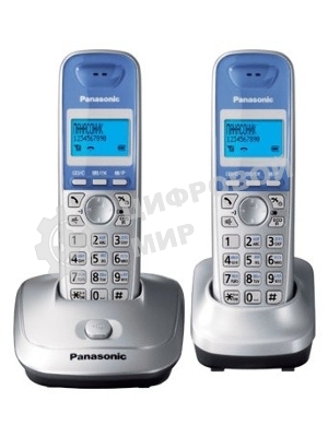 Телефон беспроводной (DECT) Panasonic KX-TG2512RUS (серебристый) Доп трубка в комплекте,АОН, Caller ID,спикерфон на трубке,полифония
