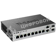 Коммутатор настраиваемый D-Link DGS-1100-10/ME/A1A/A2A 2 уровня с 8 портами 10/100/1000Base-T и 2 комбо-портами 100/1000Base-T/SFP