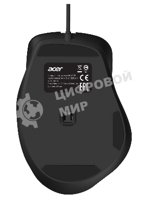 Мышь проводная Acer OMW120 черный, 2000 dpi, USB, кнопки - 6