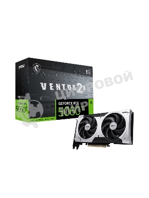 Видеокарта MSI RTX 5060 Ti 8G VENTUS 2X OC PLUS, NVIDIA RTX 5060 Ti, 8 ГБ GDDR7, 128 бит, PCI-e 5.0, 1xHDMI, 3xDP, 2617 МГц