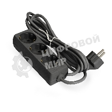 Удлинитель ExeGate ECE-3-5B (EX285807RUS), черный, 5 м, Евровилка с заземлением, 3 евророзетки с заземлением, 2200 Вт