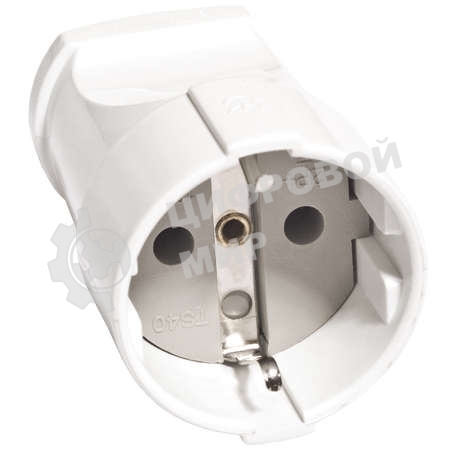 Штепсель с заземл. бел. 16А 250В (еврослот) UNIVersal А102