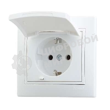 Розетка 1-м СП Мира с защ. крышкой керам. с заземл. белый/белый Lezard 701-0202-123