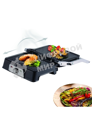 Гриль-пресс электрический Endever Grillmaster 220, серебристый/черный