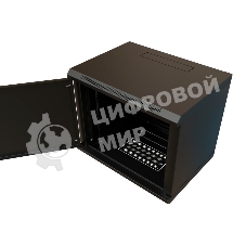 Шкаф коммутационный WRline (WR-TW-1545-SR-RAL9004) настенный 15U 600x450 мм пер. дв. металл 2 бок. пан. 60 кг черный 370 мм 775 мм IP20 сталь