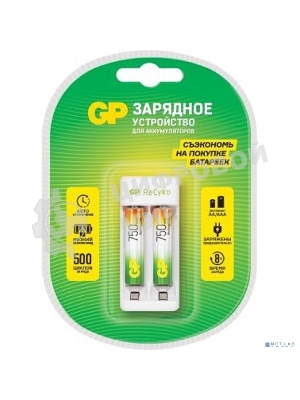 Зарядное устройство GP Rechargeable E211/75AAAHCCS-2CR1 AA/AAA NiMH 750mAh (2шт) блистер
