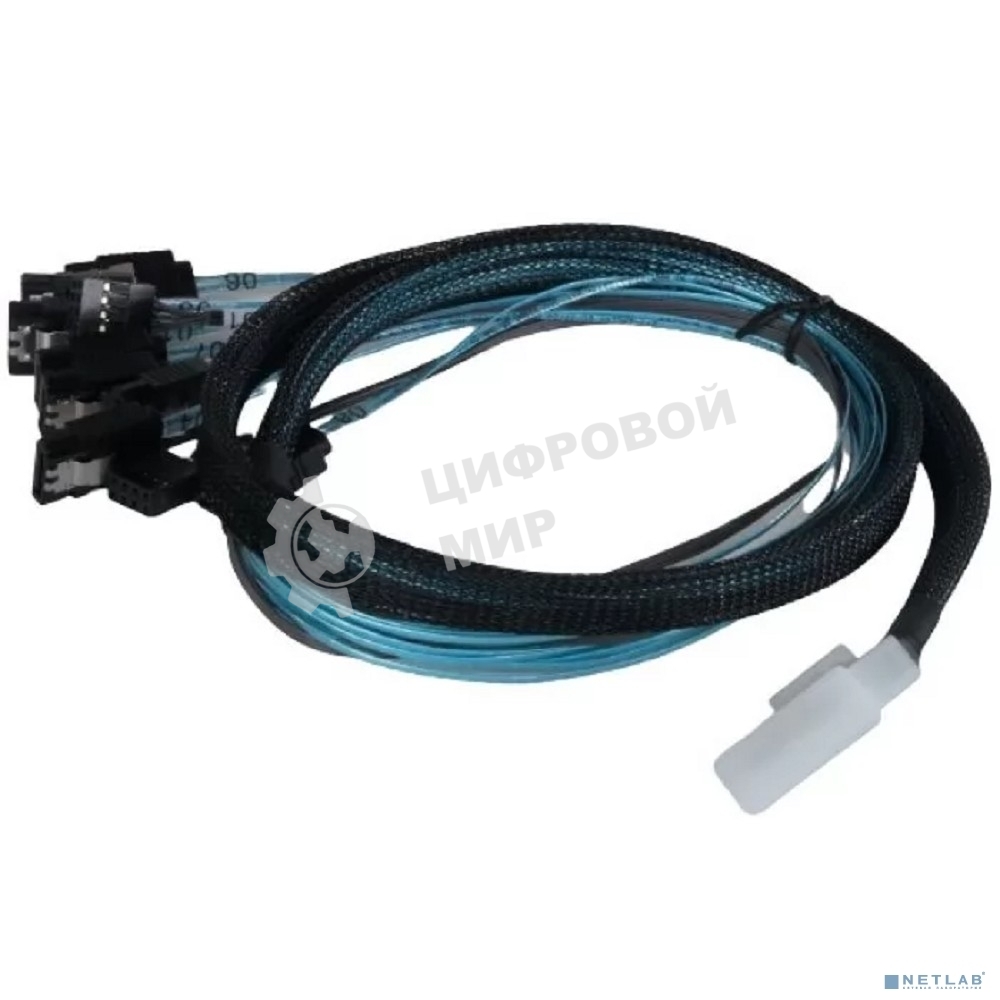 Кабель Procase CBL-SLSAS8-8SATA-10 для подключения корзин, SFF-8654 (Slimline SAS x8) к 8*SATA, 100 cm