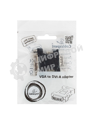Переходник Cablexpert VGA-DVI, 15M/25F, черный, пакет (A-VGAM-DVIF-01)