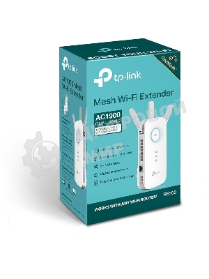 Усилитель сигнала TP-Link AC1900 Wi-Fi Range Extender 600 Mbps at 2.4 GHz + 1300 Mbps at 5 GHz; 3 × External Antennas, 1 × Gigabit Port, Wall Plugged; Tether App, WPS, Intelligent Signal Light, Access Control, Power Schedule, LED Control, RE/AP Mode, OneMe, MU-MIMO