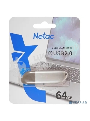 Флешка USB Netac U352 (NT03U352N-064G-20PN), 64Gb, USB 2.0, R/W 50/15, серебристый