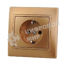 Розетка 1-м СП Мира керам. с заземл. метал. зол. Lezard 701-1313-122