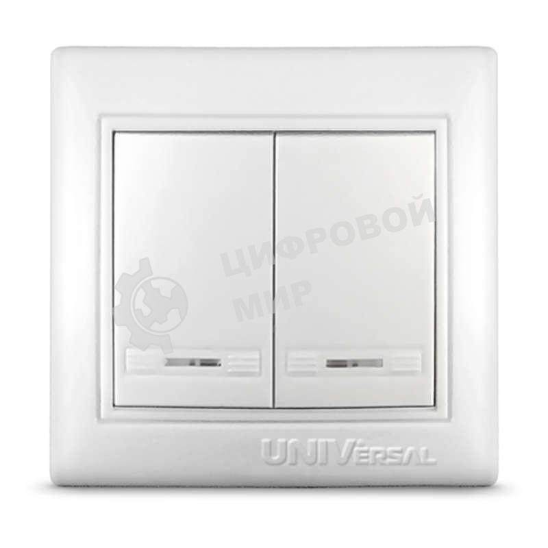 Выключатель 2-кл. СП Севиль 10А IP20 с индик. белый Universal С0123