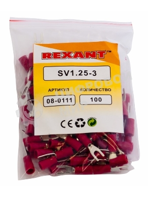 Наконечник вилочный изолированный Rexant 3.2 мм 0.5-1.5 мм² (НВи 1.5-3/НВи 1,25-3) красный