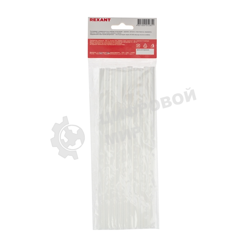 Стержни клеевые Rexant Ø 7 мм, 200 мм, белые (10 шт./уп.) (хедер)
