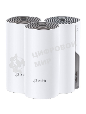 Домашняя Mesh Wi-Fi система TP-Link Deco E4 (3-Pack), 1167 Мбит/с (5 ГГц: до 867 Мбит/с + 2,4 ГГц: до 300 Мбит/с), 2 порта 100 Мбит/с, 2 встроенные антенны на каждом модуле Deco