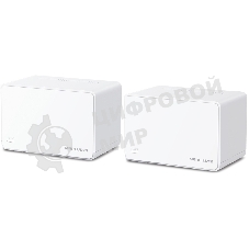 Домашняя Mesh Wi‑Fi система AX3000 Whole Home Mesh Wi-Fi 6 SystemSPEED: 574 Mbps at 2.4 GHz + 2402 Mbps at 5 GHzSPEC: Internal Antennas, 3× Gigabit Ports per Unit (WAN/LAN auto-sensing), 1024-QAM, OFDMA, HE160FEATURE: MERCUSYS APP, Router/AP Mode, One Unified Network, Seaml