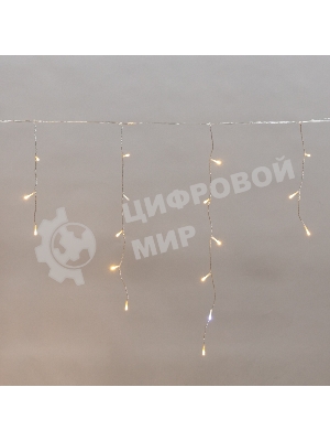 Гирлянда светодиодная Neon-night Айсикл (бахрома) 25х0,6м, c эффектом мерцания, прозрачный провод, IP44, 230В, диоды теплые белые, 588 LED