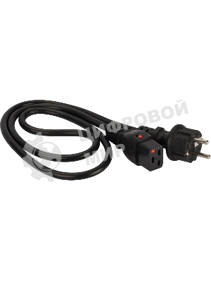 Шнур питания Lanmaster LAN-PP19L/SH-1.0-BK C19-Schuko проводник.:3x1.5мм2 1м 220В 16А черный