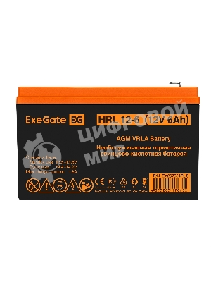 Аккумуляторная батарея ExeGate HRL 12-6 (12V 6Ah 1224W, клеммы F2)