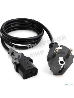 Кабель питания Cablexpert PC-186-1M, 1м, Schuko- C13, 6А, черный, с заземлением