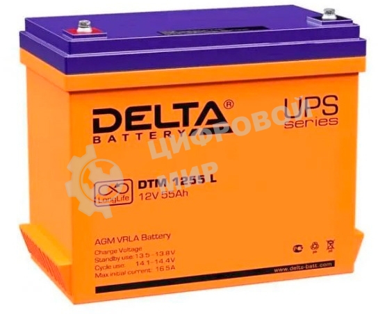 Батарея для ИБП Delta DTM 1255 L напряжение 12В, емкость 55А·ч (239x132x210мм)