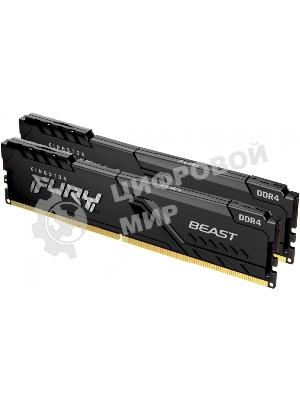 Оперативная память Kingston Fury Beast, DDR4, 64GB (2x32GB), 3200MHz, CL16, DIMM, черный