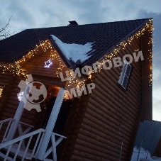 Гирлянда Neon-night Айсикл (бахрома) светодиодный, 4,8 х 0,6 м, прозрачный провод, диоды теплый белый, 176 LED