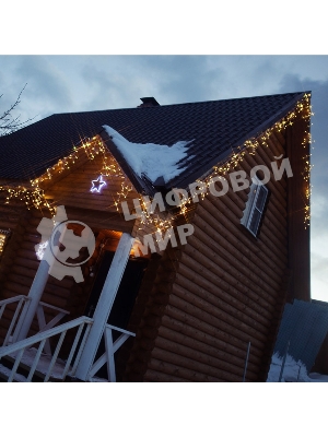 Гирлянда Neon-night Айсикл (бахрома) светодиодный, 4,8 х 0,6 м, прозрачный провод, диоды теплый белый, 176 LED