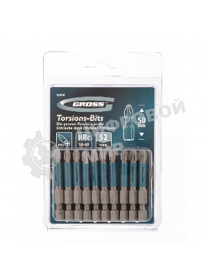 Набор бит торсионных Gross PH3x50 мм, для ударных шуруповертов, 10 шт.