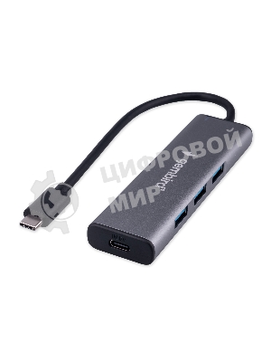 Разветвитель USB3.1 Gembird UHB-U3P7-02, 7хUSB, с доп.питанием (порт Type-C), OTG, кабель Type-C 19см, алюминий, коробка