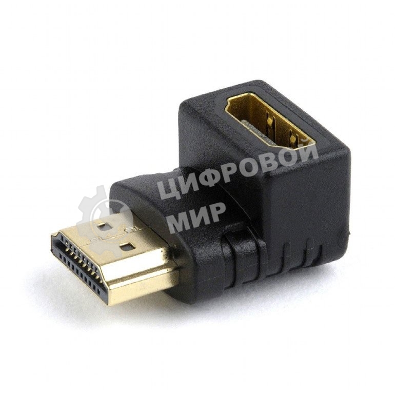 Переходник Cablexpert HDMI-HDMI 19F/19M, угловойсоединитель 90 градусов, золотые разъемы (A-HDMI90-FML)