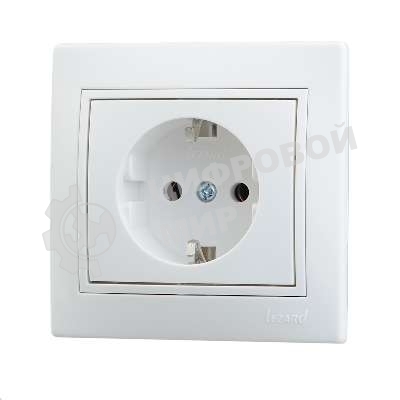 Розетка 1-м СП Мира керам. с заземл. белый/белый Lezard 701-0202-122