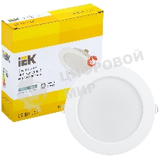 Светильник IEK LDVO0-1613-12-4000-K01 LED ДВО 1613 белый круг 12Вт 4000К IP20 пластик. корпус, диам 145 мм