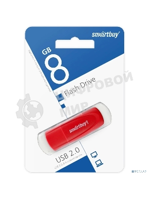 Флешка USB Smartbuy Scout Red (SB008 Gb2SCR), 8Gb, USB 2.0, R/W 15/8, красный