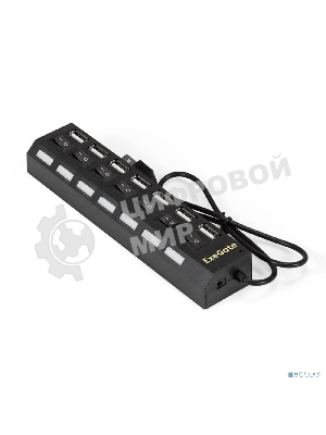 USB-концентратор ExeGate EX293978RUS DUB-72SW (кабель-адаптер USB2.0 --> 7xUSB2.0, кнопки включения/отключения для каждого порта, Plug&Play, черный)
