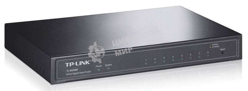 Коммутатор TP-Link SMB TL-SG2008 8-port Pure-Gigabit Desktop Smart Switch, 8 10/100/1000Mbps RJ45 ports, Tag-based VLAN, STP/RSTP/MSTP, IGMP V1/V2/V3 Snooping, DHCP Filtering, 802.1P Qos, Rate Limiting, Voice VLAN,