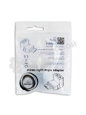 Переходник Cablexpert HDMI-HDMI 19F/19M, угловойсоединитель 90 градусов, золотые разъемы (A-HDMI90-FML)