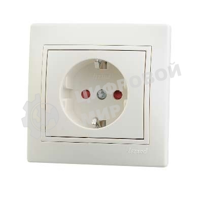 Розетка 1-м СП Мира защ. шторки с заземл. крем/крем. Lezard 701-0303-124