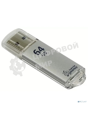 Флешка USB Smartbuy V-CUT SILVER (SB64GbVC-S3), 64Gb, USB 3.0, R/W 75/25, серебристый