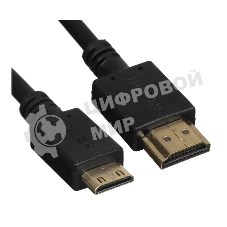 Кабель GoPower HDMI (m)-miniHDMI (m) 1,8м ПВХ ver.1.4 черный Premium Zip-Lock c подвесом (1/100)