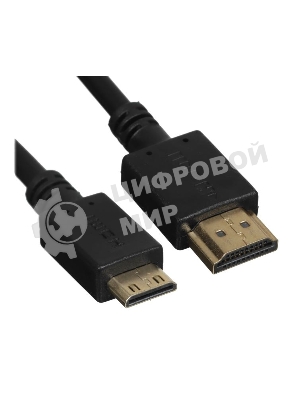 Кабель GoPower HDMI (m)-miniHDMI (m) 1,8м ПВХ ver.1.4 черный Premium Zip-Lock c подвесом (1/100)
