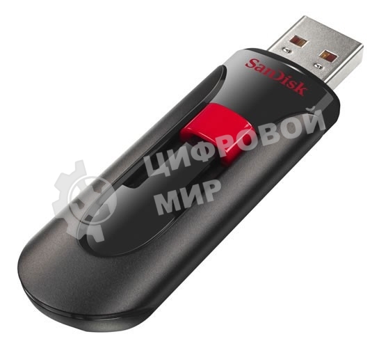 Флешка USB Sandisk CZ60 Cruzer Glide (SDCZ60-032G-B35), 32Gb, USB 2.0, R/W 30/8, черный/красный