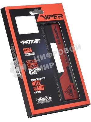 Оперативная память Patriot Viper Elite II, DDR4, 32GB (2x16 GB), 3200 MHz, CL18, DIMM, радиатор, красный, черный