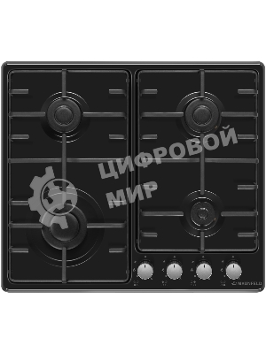 Газовая варочная панель Maunfeld EGHE.64.3STS-EB/G, 4 конфорки, эмалированная сталь, черный
