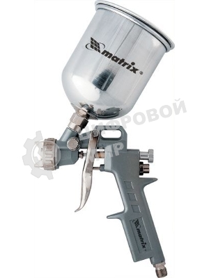 Краскопульт пневматический Matrix краскораспылитель пневмат. с верхним бачком v= 0.6л + сопла